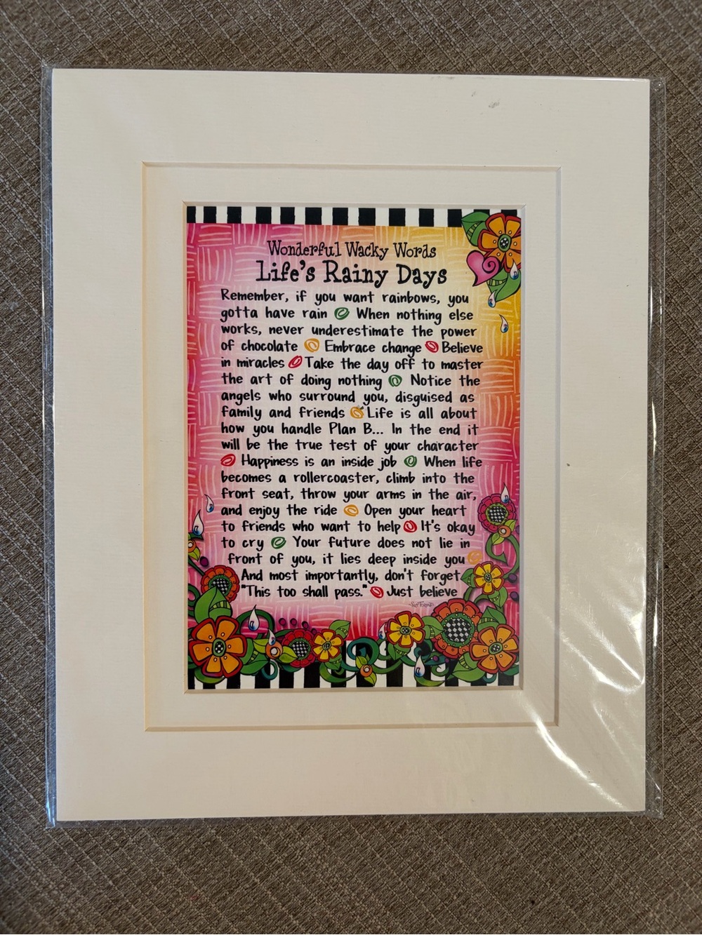 Colorful 'Life's Rainy Days' Inspirational Print